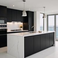 Modern smart home kitchen design with sleek interiors photo