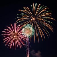 Stunning firework celebration scene with vibrant colors and joyful bursts photo