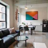 Contemporary city apartments shared by multiple residents photo