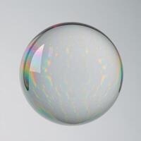 Closeup photograph featuring a water bubble sphere against a plain white background photo
