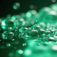 Innovative tech demonstrates artificial reflection of fluid green hydrogen water bubble elements photo