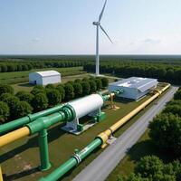 Green Hydrogen Pipeline Clean Energy Production via Solar Wind Turbines photo