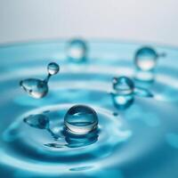 Floating abstract glass molecules in blue liquid against blurred backdrop environmentwatercleanenergy theme photo