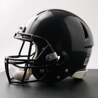 Blank black American football helmet side view mockup photo