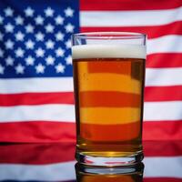 Beer with abstract US state flag on a glass photo