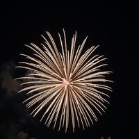 Bright whiteandgold New Years Eve fireworks display against a clean background photo