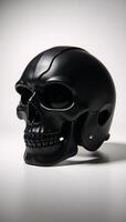 Gothicthemed football helmet adorned with a menacing skull design photo