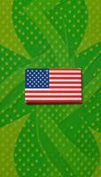 Tight shot of an American Flaginspired scene with soft focus on green and yellow background photo