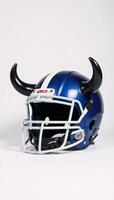 Majestichorned football helmet crisp white backdrop ready for gridiron glory photo