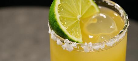 Frosty Tequila Margarita with Lime Salt Mexican photo
