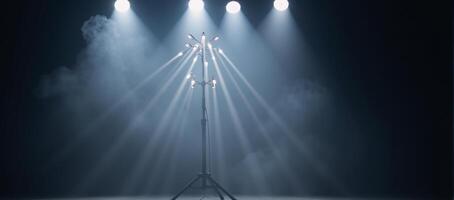 Dramatic stage illumination with billowing smoke effects photo