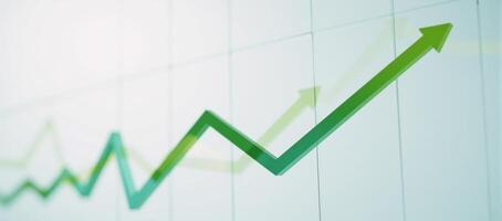 A green businessrelated line graph on an arrows background file format photo