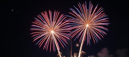 Vibrant Labor Day Fireworks illuminating the night sky photo