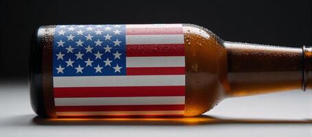 A stylized depiction of an American Flag adorned on a beer bottle photo