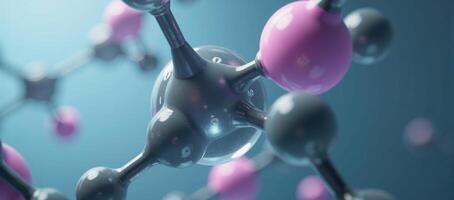 A detailed 3D model visualization reveals the intricate E1520 propylene glycol molecules structural chemical formula viewed through a microscopic lens photo