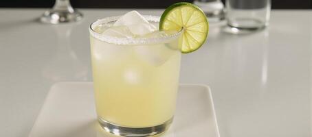 Lemonlime cocktail garnished with a twist of lime photo