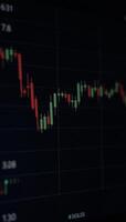 A candlestick chart with market data visualized on a black backdrop VolumeStock Movement photo