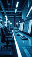 Overseeing Hydrogen Energy Production in Advanced Control Room Techno Futuristic photo