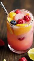 Refreshing summer cocktail Frozen fruit margarita Berries MangoLime photo