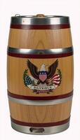 American flaginspired retro design with beer keg imagery on vintage crest background photo
