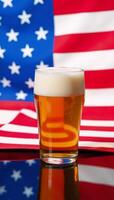 Beer with abstract US state flag on a glass photo