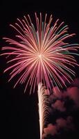 Rapidexposure macro shot of stunning fireworks display showcasing vibrant colors photo