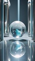 A clean hydrogenpowered future is depicted through an artistic representation of bubbles reflecting ecofriendly imagery photo