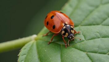 Illustrated image featuring adorable ladybug characters as anthropomorphized animals or invertebrates photo