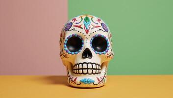 Sugar skull portrait with an empty backdrop photo