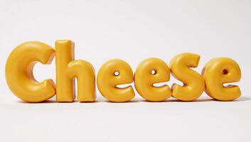 Yellow cheese text with cheesy texture on white background using a cheesylooking font photo