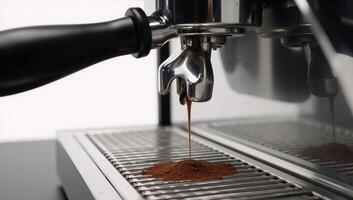 Detailed closeup portrait of an elegant espresso machine High details photorealistic photo