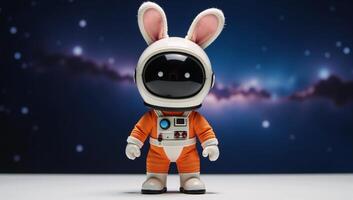 A charming miniature space model showcases an astronaut bunny photo
