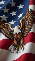 Vintage eagles depicted on an American Flag backdrop photo