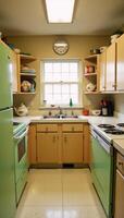 A nostalgic depiction of an iconic 80sstyle kitchen interior photo
