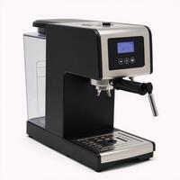 Black coffee maker machine with an icon is depicted against a white background isolated photo