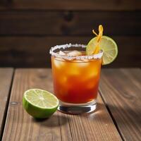 Spicy Orange Margarita on Rustic Wood Table Cocktail Rustic photo