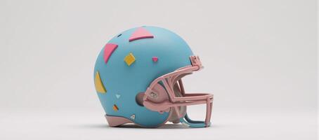 Geometric abstract 3D art showcasing a helmets decorated by geometrical forms with muted colors photo