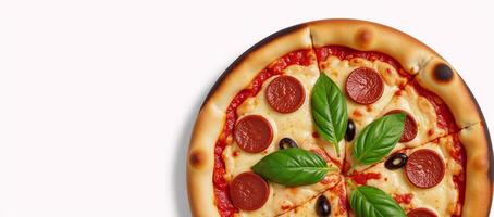 Closeup shot of an individually presented slice of baked pizza from above photo