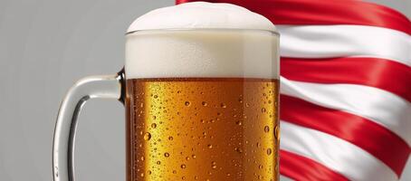 Illustration of an Americanthemed Beer Mug with 12 oz label suitable for bars parties or pubs photo