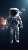An astronaut floats in 3D rendered outer space photo
