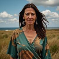 A photorealistic depiction featuring Mother Earth personified as a woman photo
