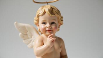 Cherublike depiction featuring an infant version of Cupid with wings photo