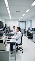 Clean modern laboratory teeming with cuttingedge tech hightech computers servers for algorithmic experimentation photo