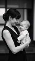 Art Deco portrait Mother lovingly holding her child photo
