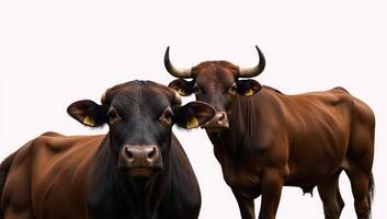Bulls set against white background photo