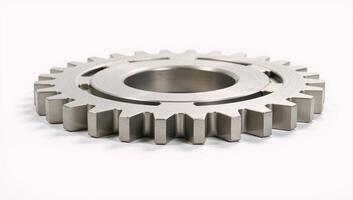 Illustrated image of connected cogwheels in flatstyle design with an isolated focus on intricate gear mechanics photo
