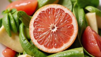 Grapefruit avocado and mint salad photo