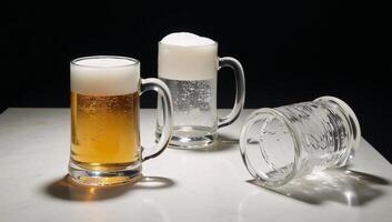 Captivating frozen beer mug with icecold froth beer art photo