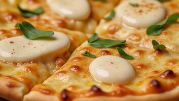 Chicken alfredo pizza topped with garlic sauce photo