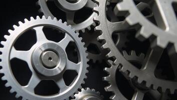 Detailed illustration showcasing a busy network of gears functioning harmoniously in action symbolizing business efficiency and reliability photo